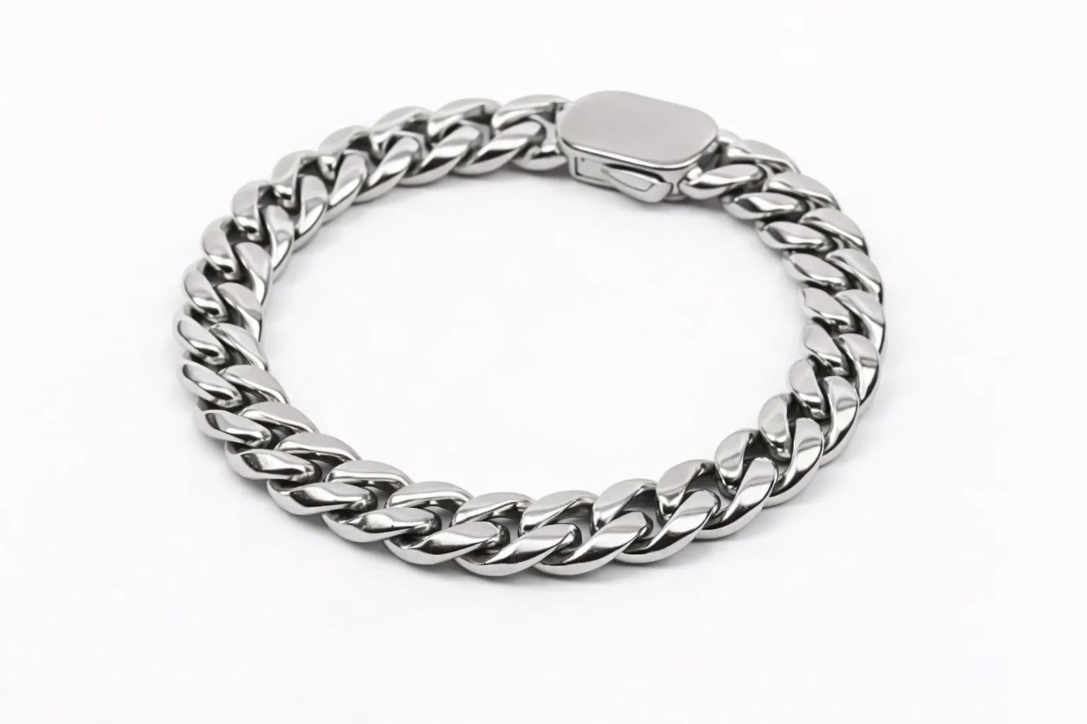 Premium Stainless Steel Silver Cuban Link Chain Bracelet - 10mm x 20cm - Image 5