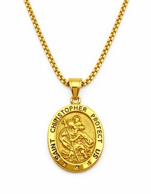 St. Christopher Pendant (Gold) - 30mm x 38mm
