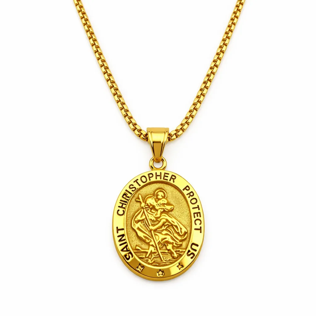 St. Christopher Pendant (Gold) - 30mm x 38mm