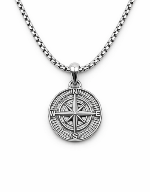 Compass Pendant (Silver) - 30mm x 30mm