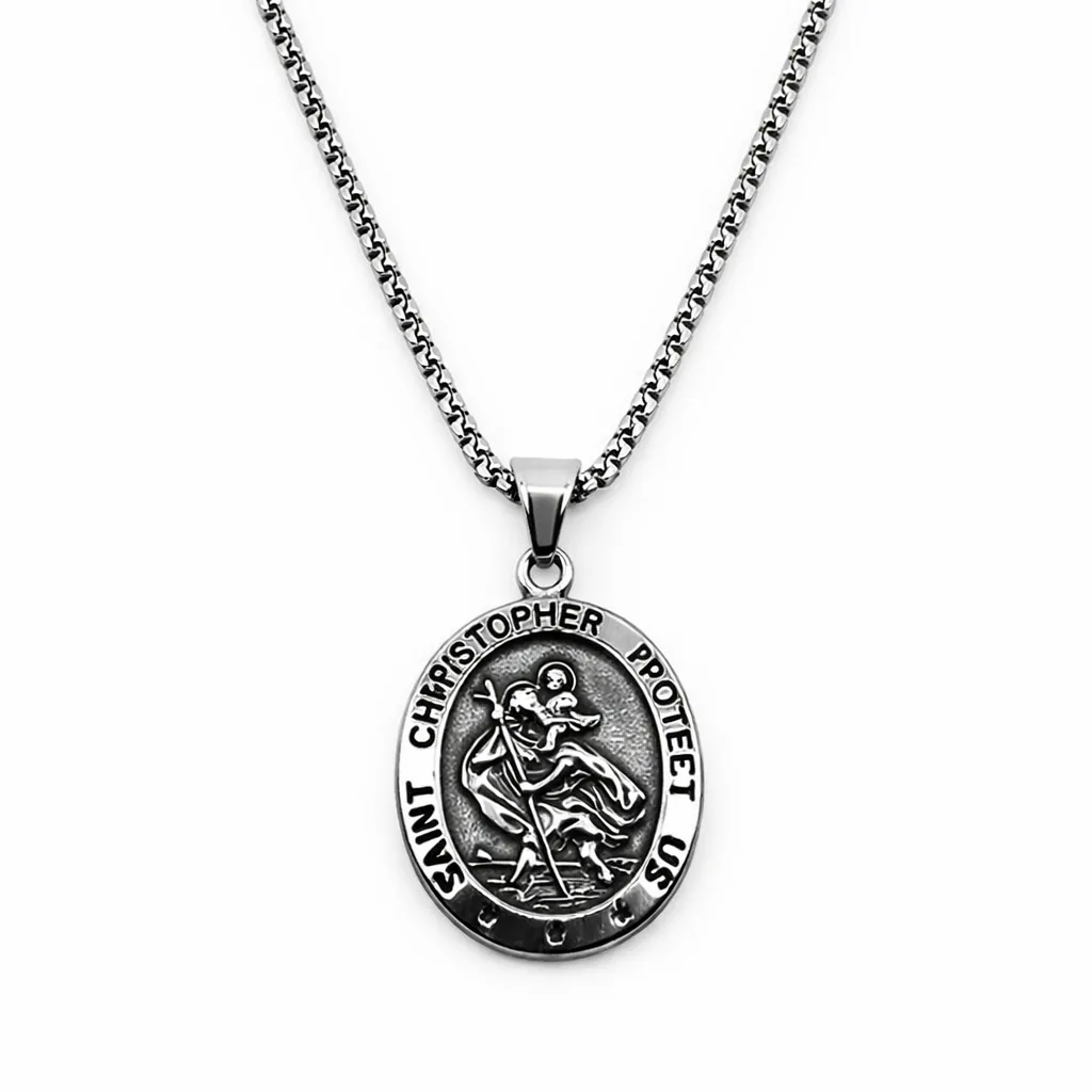 St. Christopher Pendant (Silver) - 30mm x 38mm