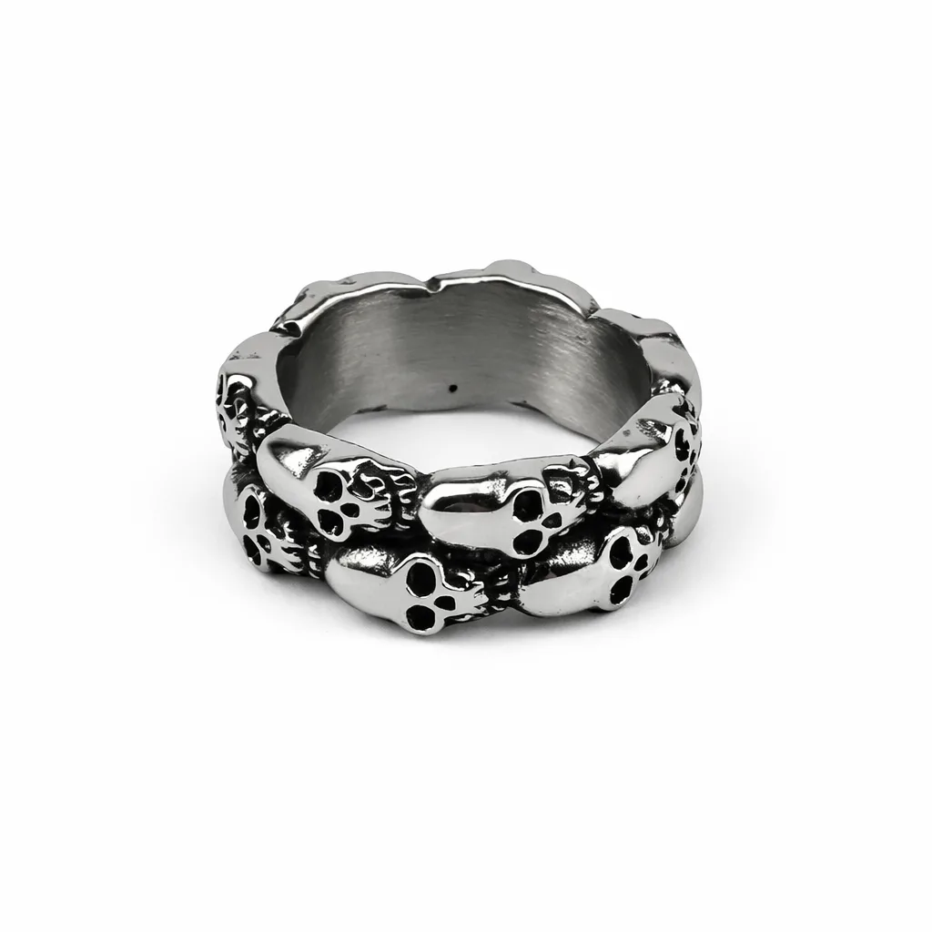 Silver Punk Ring C - Men's Bold Stainless Steel Statement Ring