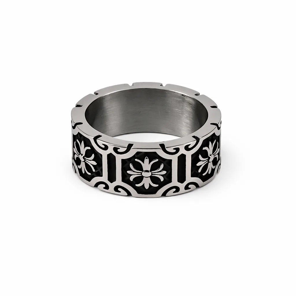 Silver Punk Ring - Men's Bold Stainless Steel Statement Ring