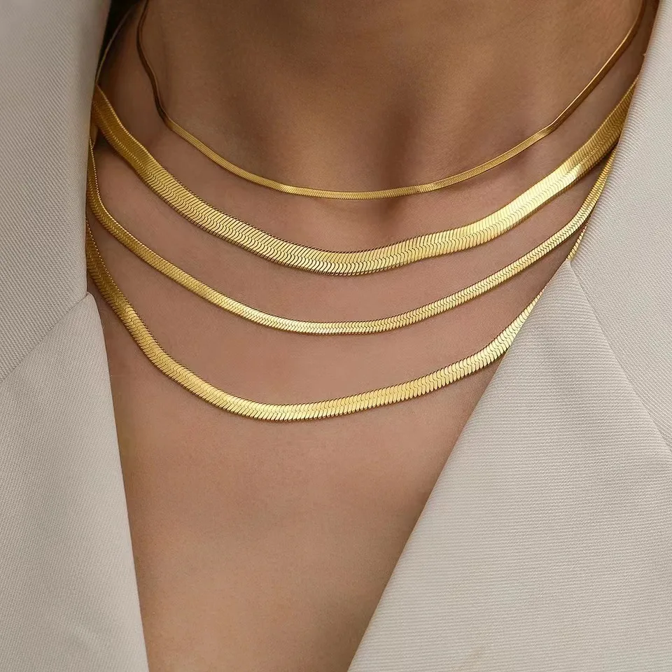 Gold Plated Woman's Herringbone Necklace