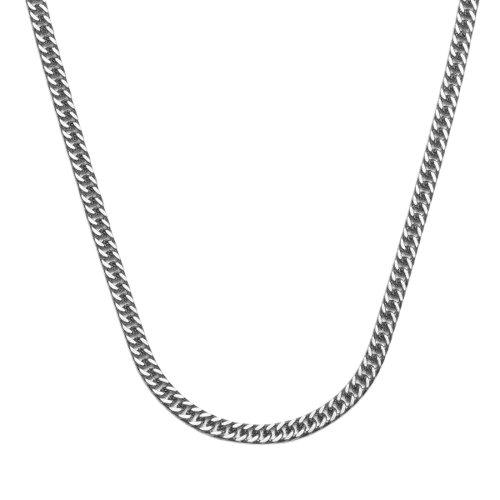 Men’s Premium Silver Cuban Link Necklace - 4mm Silver Chain (50cm)