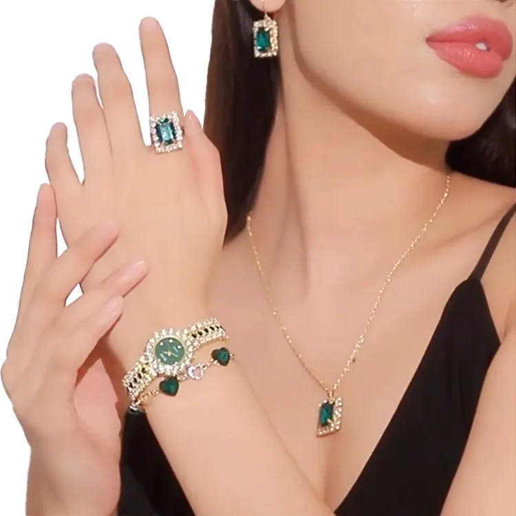 Gold Plated Women's Gift Set (Green) - Image 3