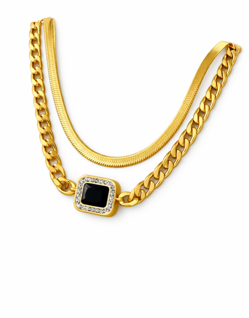 Woman's Gold Plated Necklace (Violet)