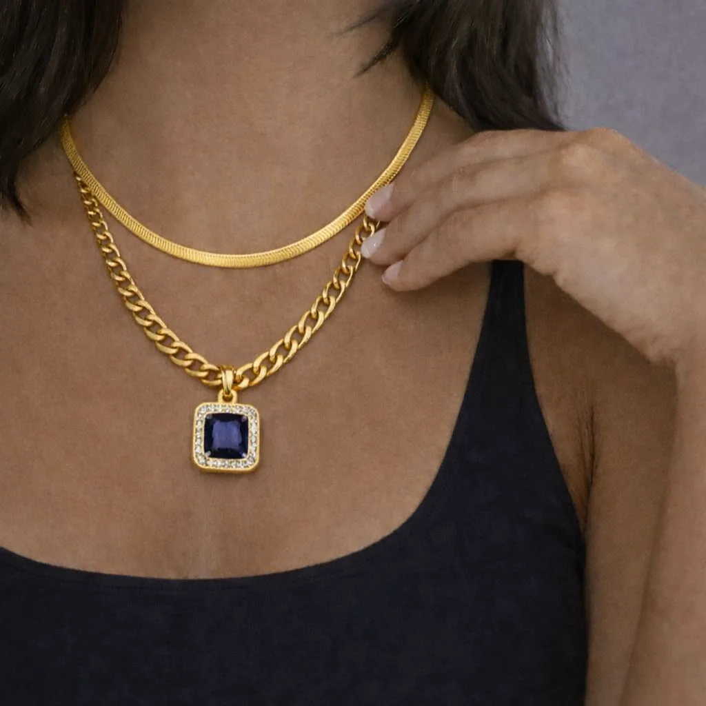 Woman's Gold Plated Necklace (Violet) - Image 3