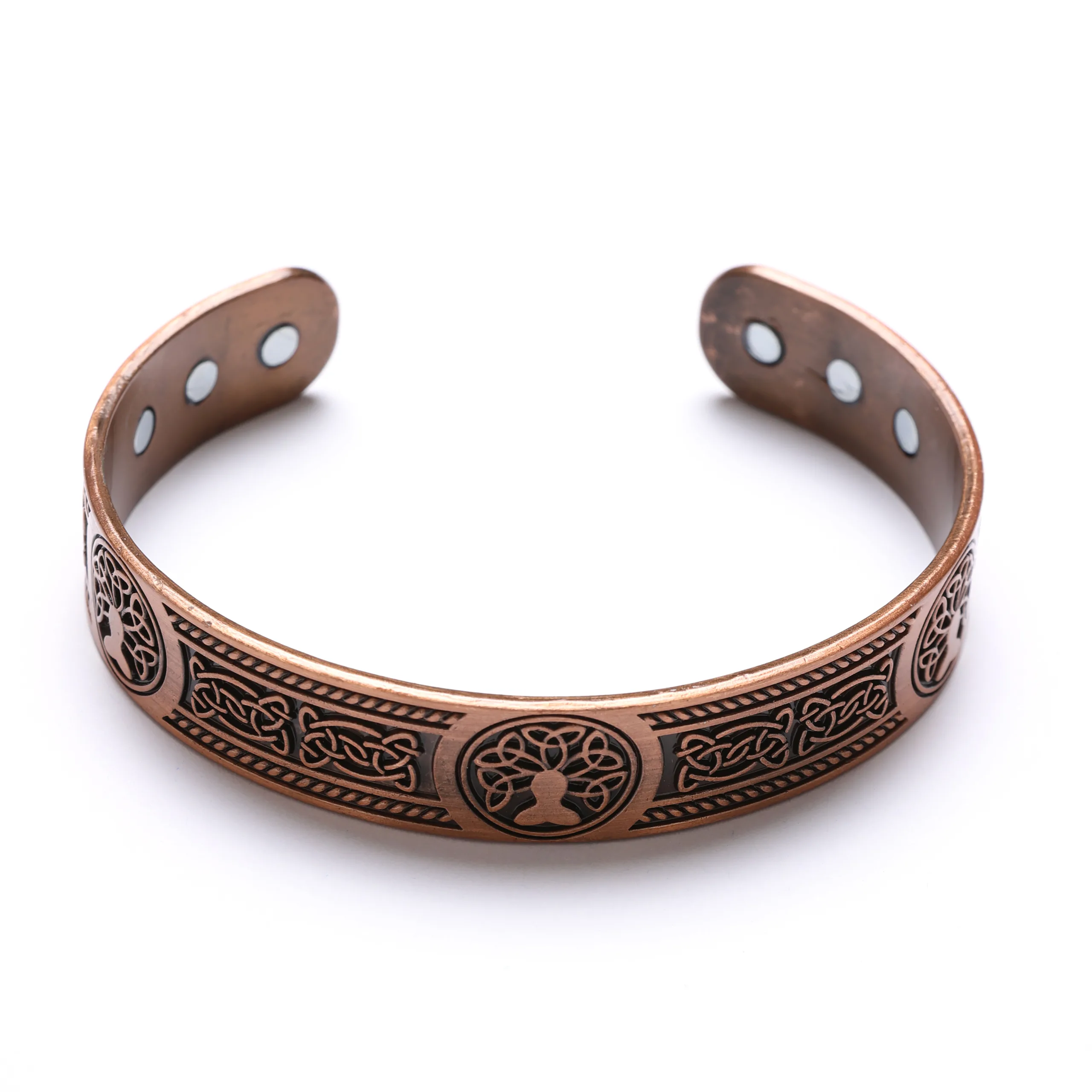 Magnetic Copper Band Bracelet with Tree of Life Design