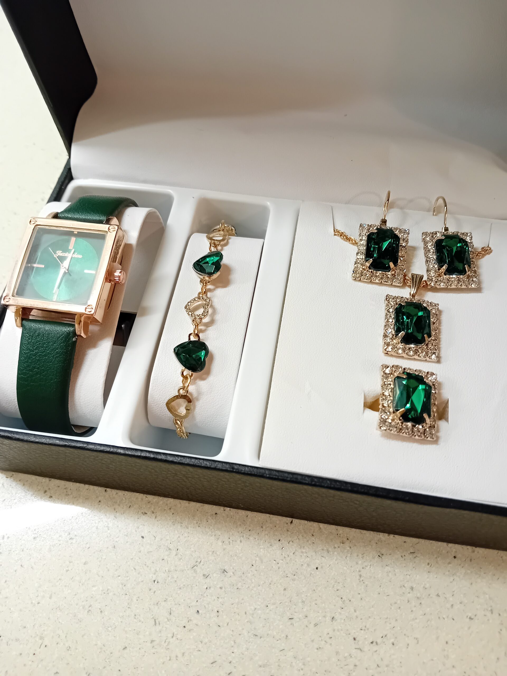 Gold Plated Women's Gift Set (Green) - Image 3